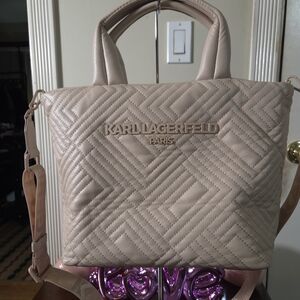 LIKE NEW Karl Lagerfeld Blush Pink Quilted Satchel Crossbody
